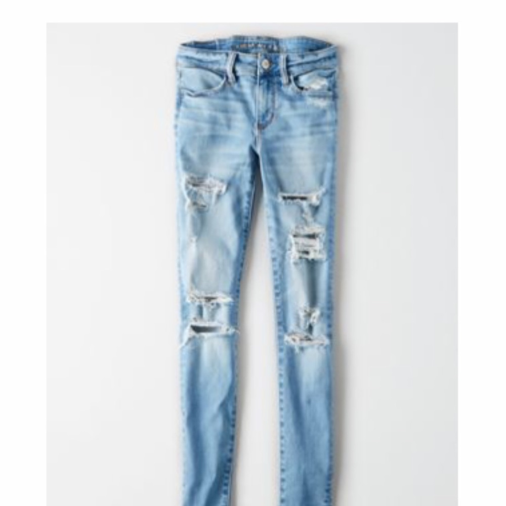 American Eagle Light Blue Ripped Jeggings sz 4reg
